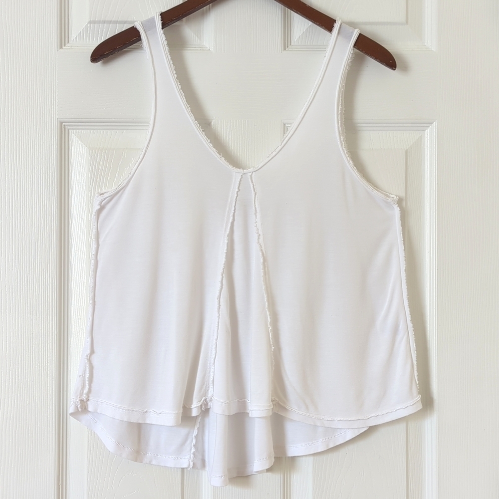 We The Free Classic Oversized Lightweight V-neck Tank Top White XS